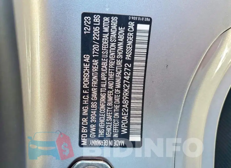 WP0AE2A89RK274272 Photo# 12