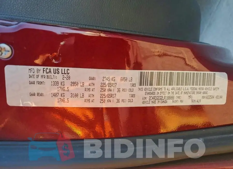 2C4RDGEG2LR188086 Photo# 13