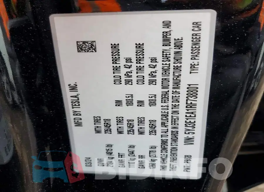 5YJ3E1EA1RF738801 Photo# 12