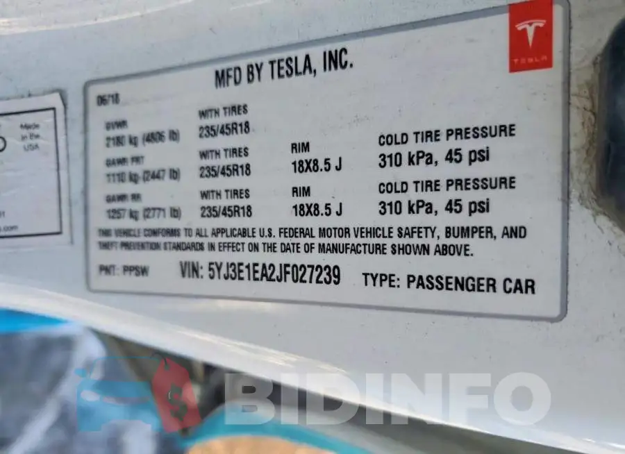 5YJ3E1EA2JF027239 Photo# 12