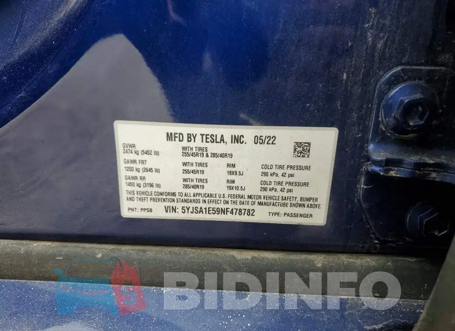 5YJSA1E59NF478782 Photo# 12