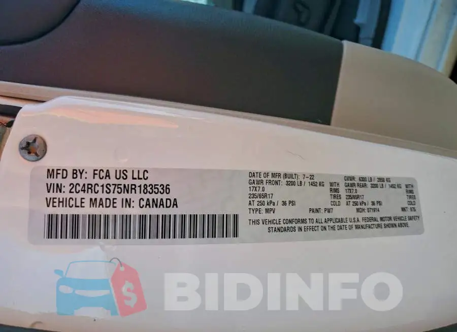 2C4RC1S75NR183536 Photo# 14