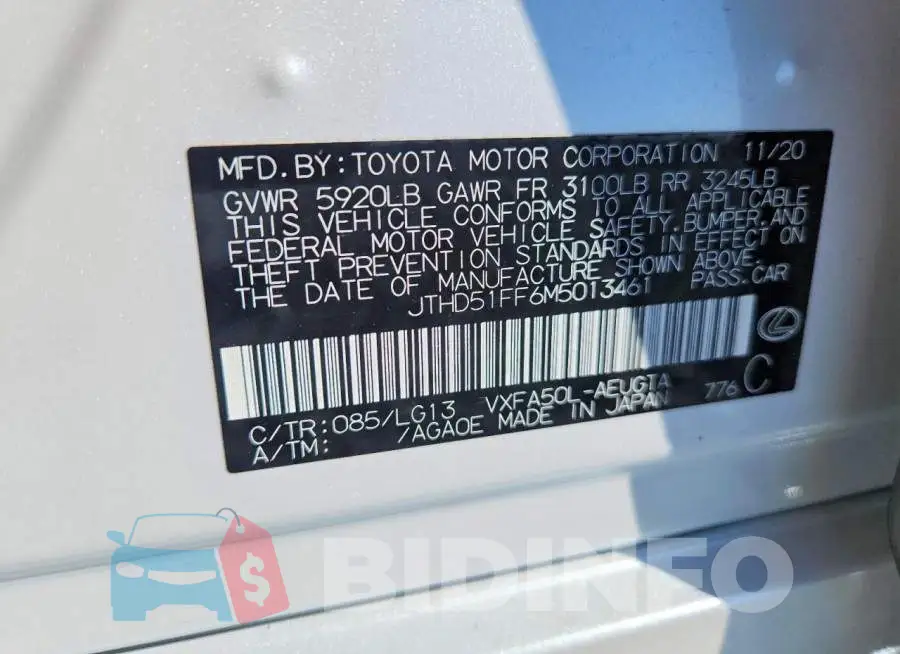 JTHD51FF6M5013461 Photo# 13