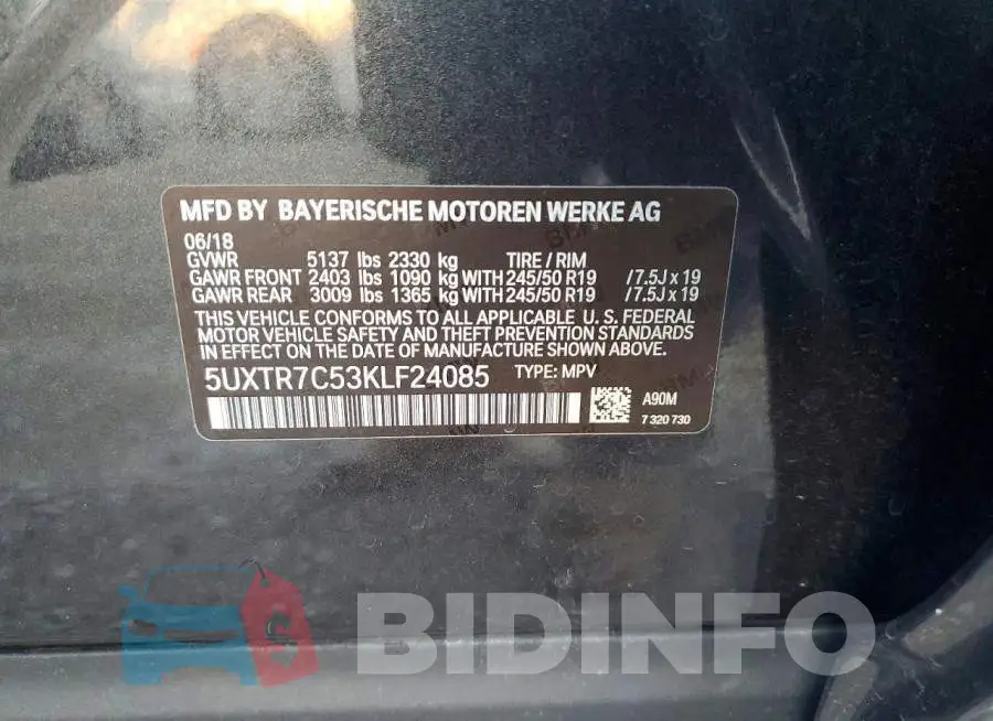 5UXTR7C53KLF24085 Photo# 12