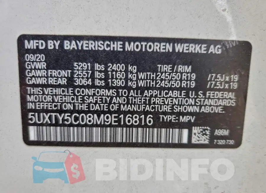 5UXTY5C08M9E16816 Photo# 13
