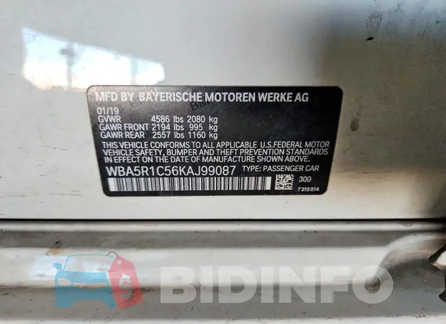 WBA5R1C56KAJ99087 Photo# 12