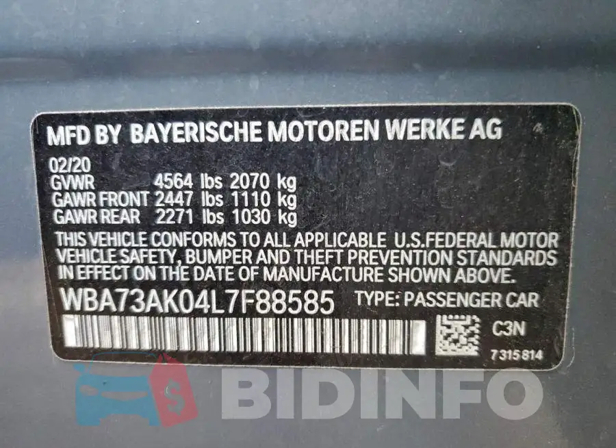 WBA73AK04L7F88585 Photo# 12