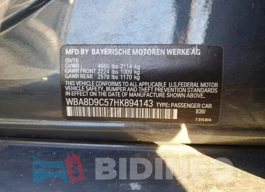 WBA8D9C57HK894143 Photo# 12
