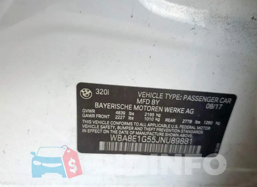 WBA8E1G55JNU89881 Photo# 12