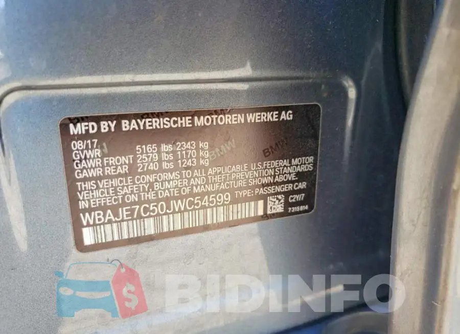 WBAJE7C50JWC54599 Photo# 13