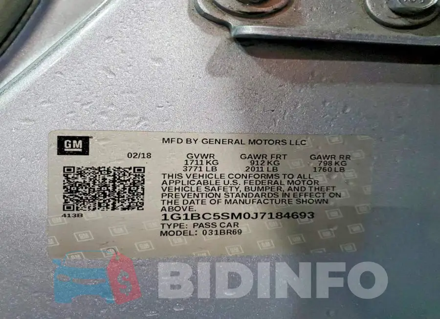 1G1BC5SM0J7184693 Photo# 13
