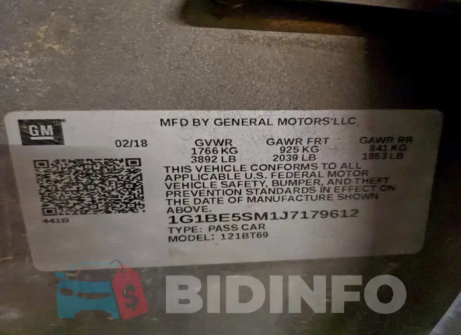 1G1BE5SM1J7179612 Photo# 12