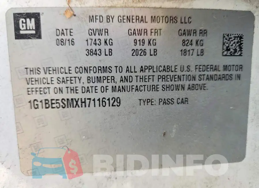 1G1BE5SMXH7116129 Photo# 12
