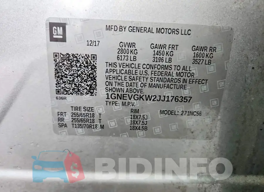 1GNEVGKW2JJ176357 Photo# 13