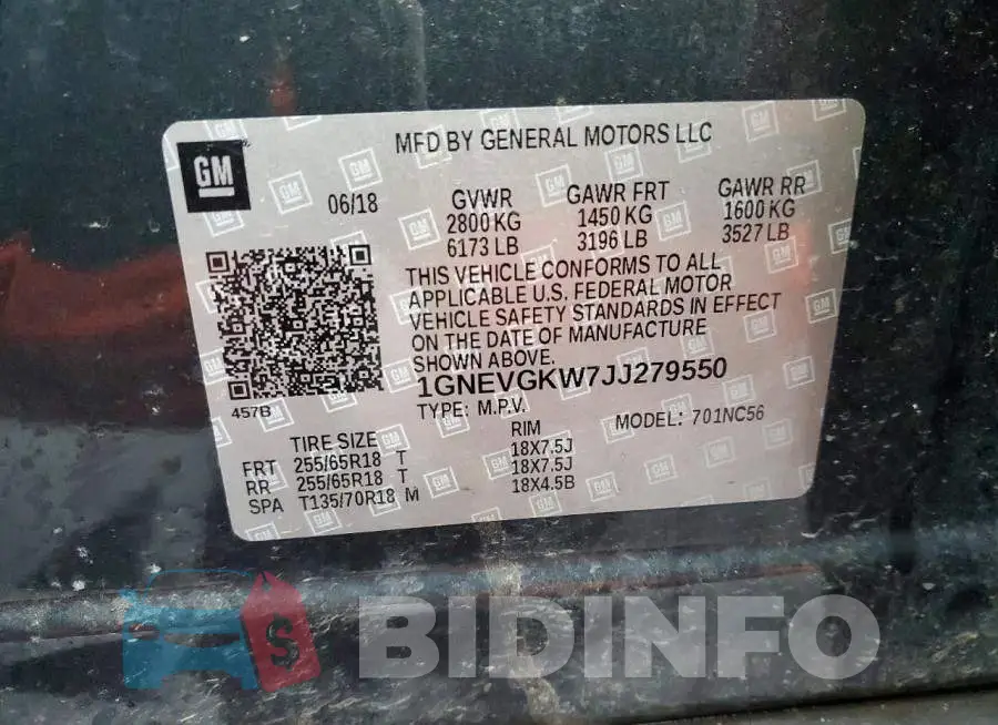 1GNEVGKW7JJ279550 Photo# 14