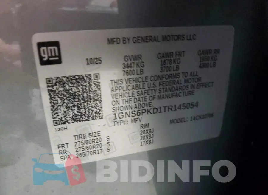 1GNS6PKD1TR145054 Photo# 13