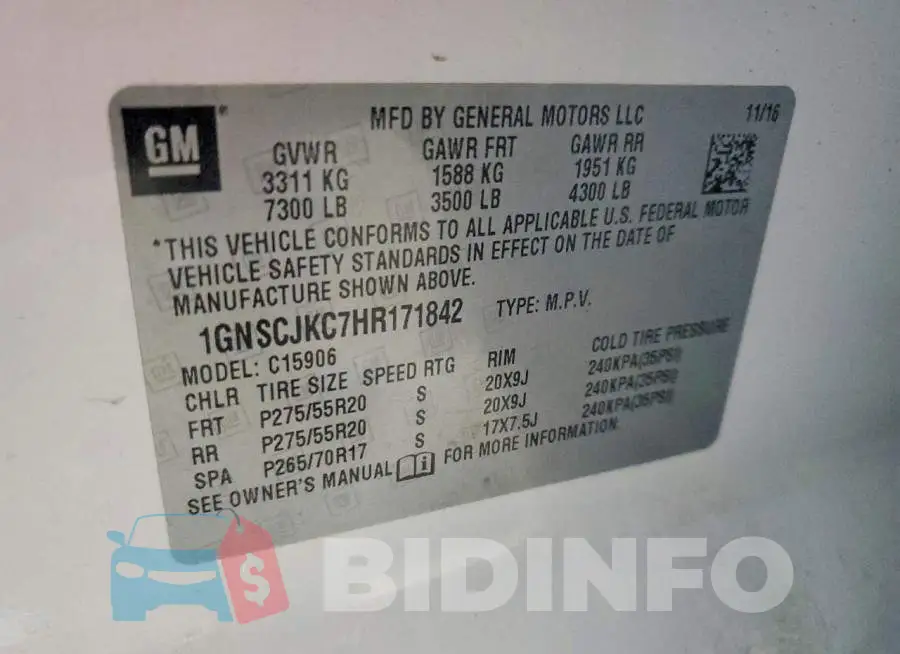 1GNSCJKC7HR171842 Photo# 13