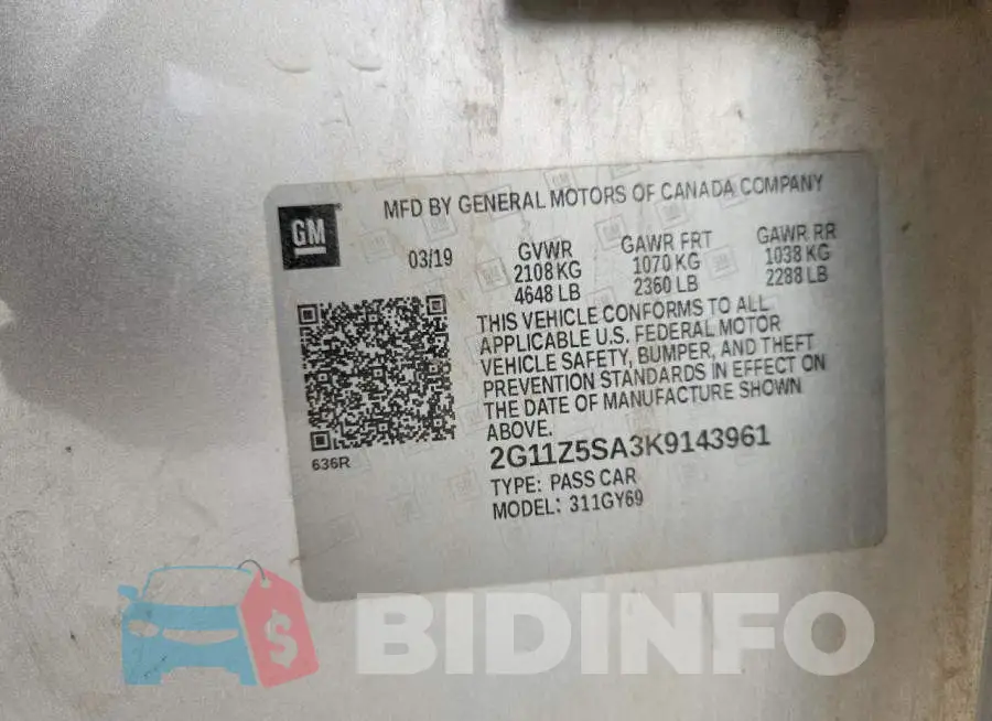 2G11Z5SA3K9143961 Photo# 13