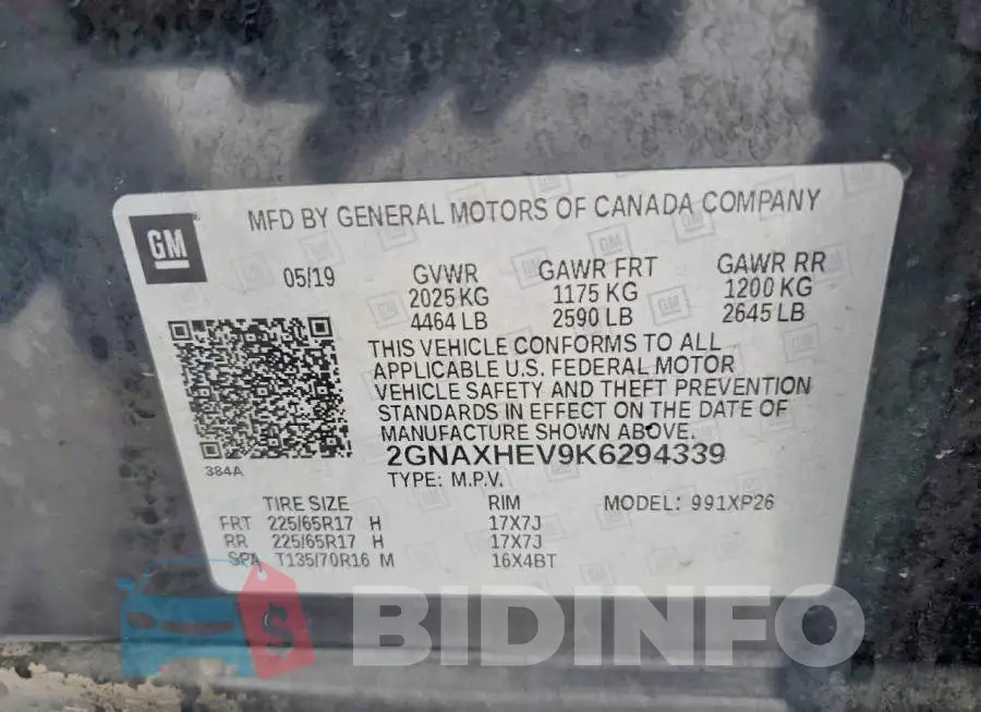 2GNAXHEV9K6294339 Photo# 13