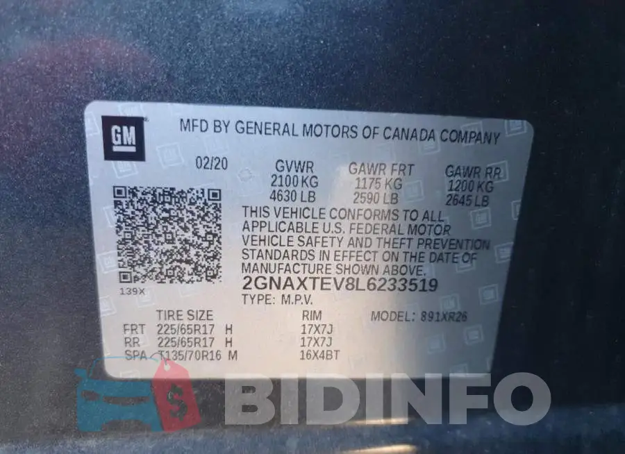 2GNAXTEV8L6233519 Photo# 13
