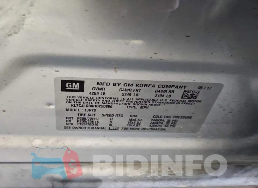 KL7CJLSB8HB220896 Photo# 12