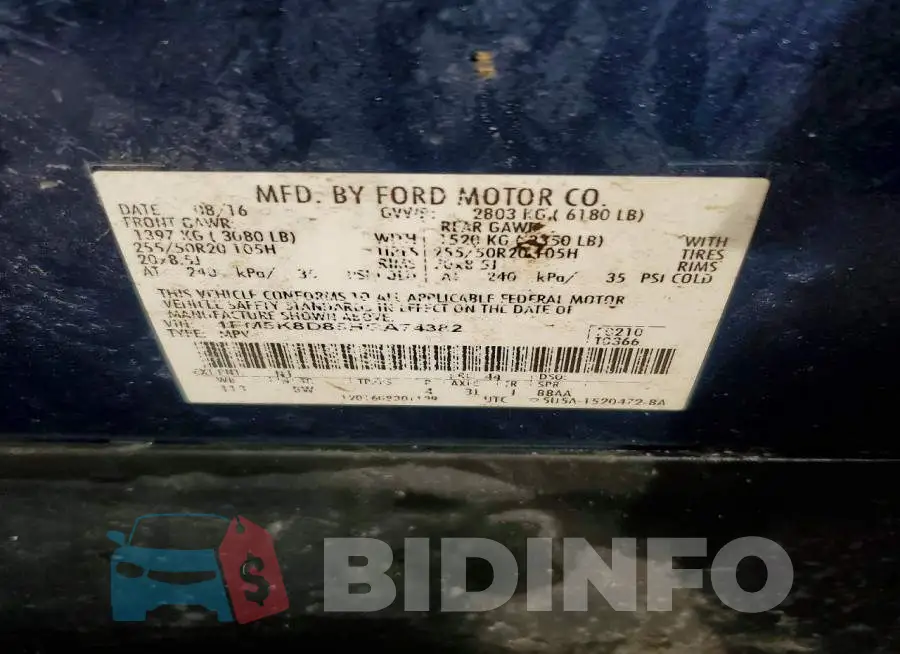 1FM5K8D85HGA74382 Photo# 13