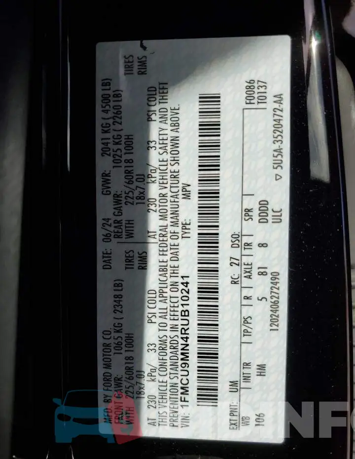 1FMCU9MN4RUB10241 Photo# 13