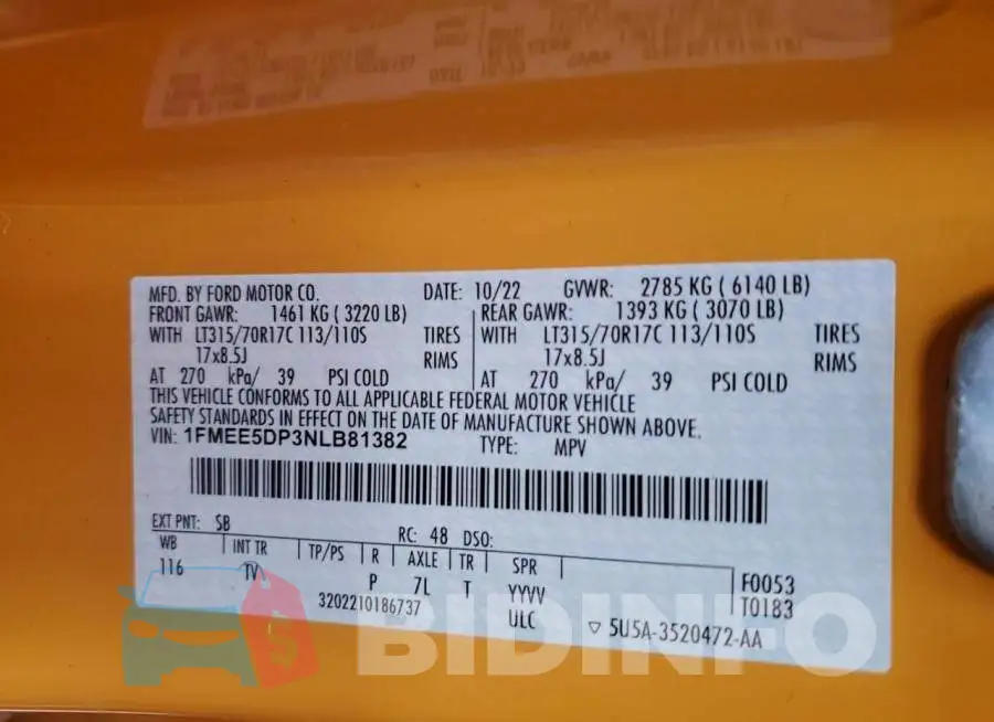 1FMEE5DP3NLB81382 Photo# 13