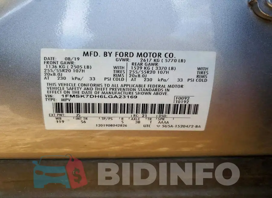 1FMSK7DH6LGA23169 Photo# 13
