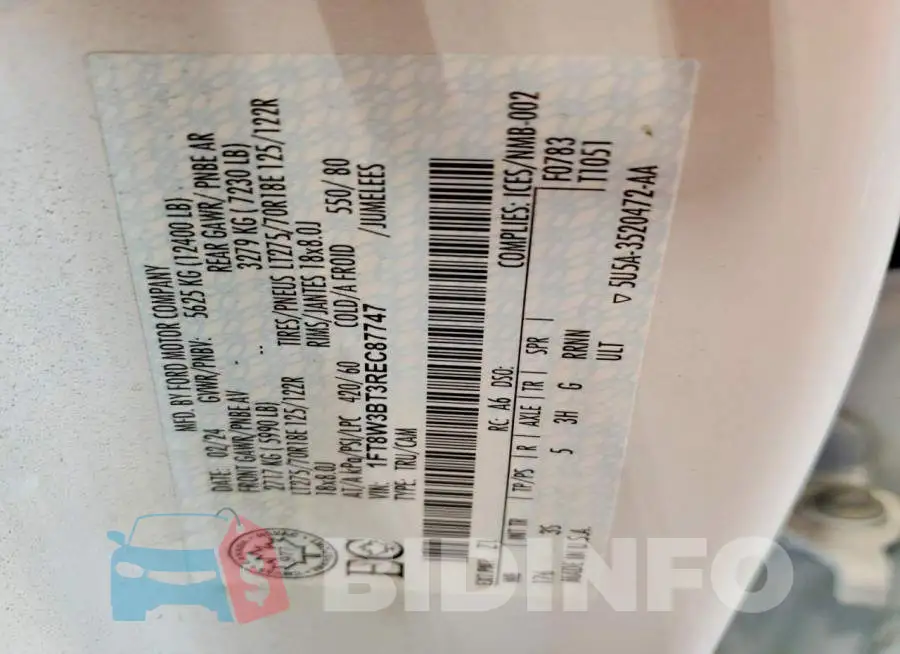 1FT8W3BT3REC87747 Photo# 13