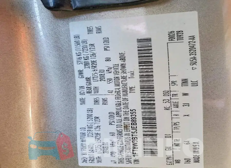 1FT8W3BT5JEB89355 Photo# 12