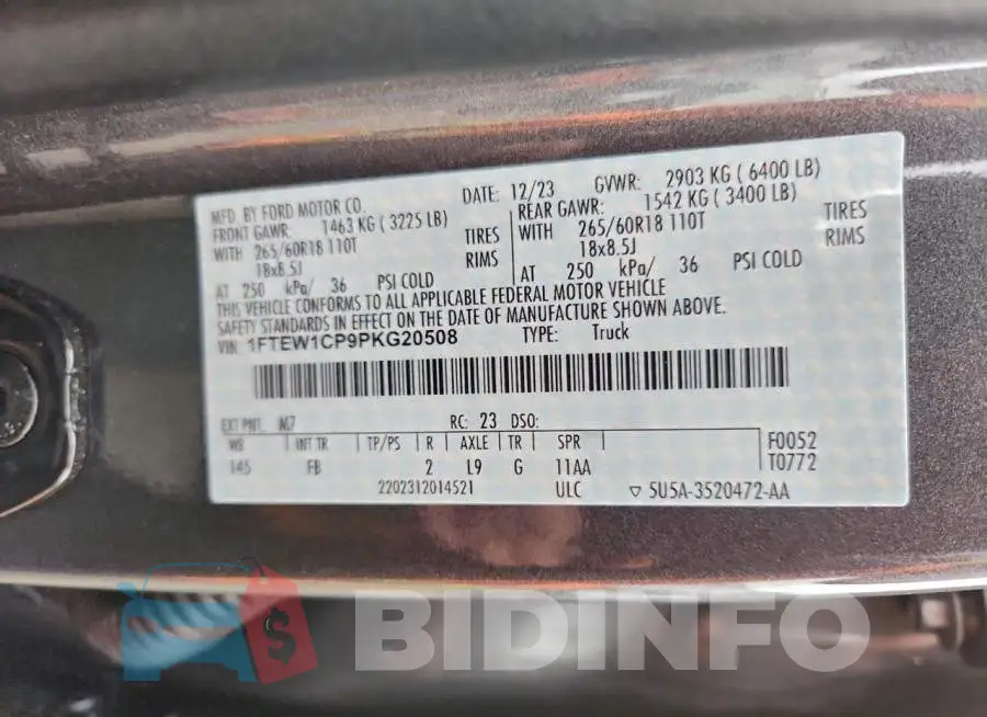 1FTEW1CP9PKG20508 Photo# 12