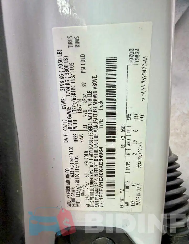 1FTFW1E40KKE84964 Photo# 10