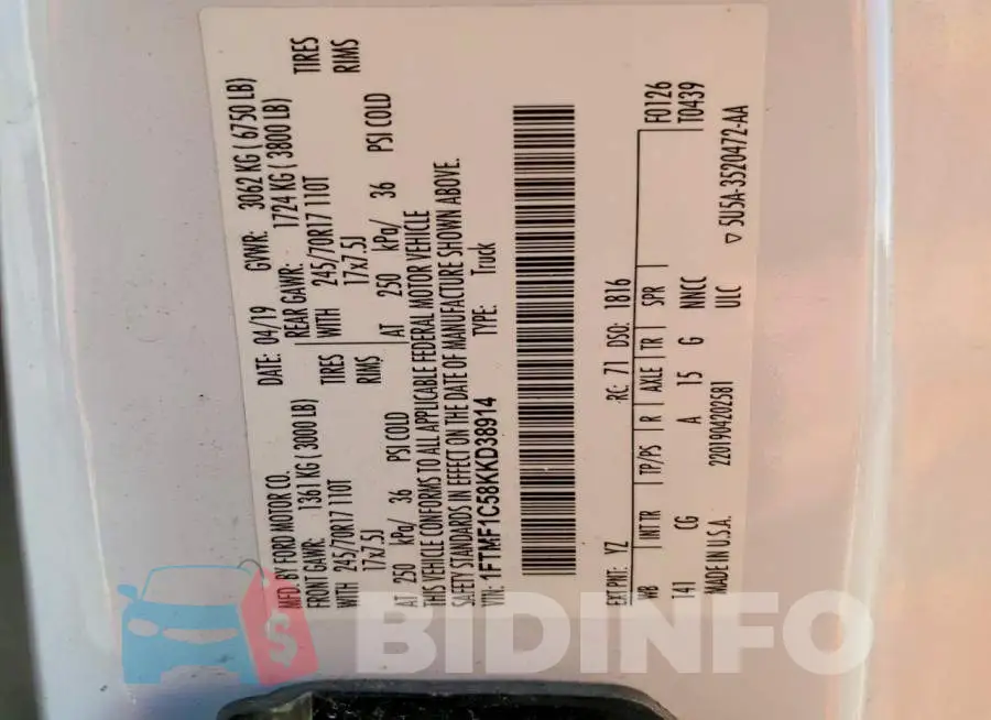 1FTMF1C58KKD38914 Photo# 12