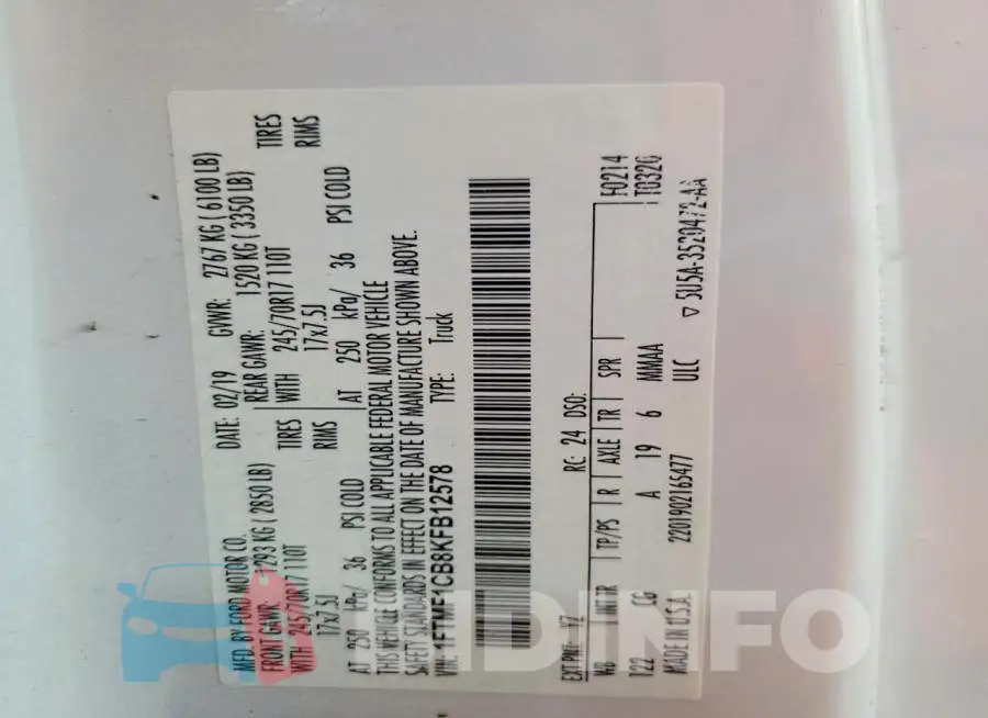 1FTMF1CB8KFB12578 Photo# 13
