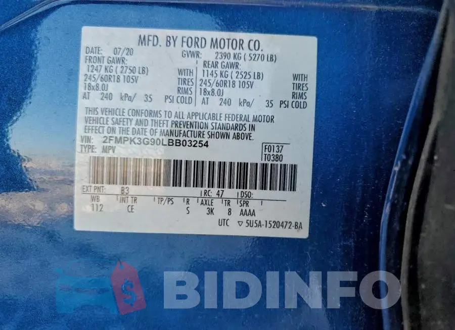 2FMPK3G90LBB03254 Photo# 13