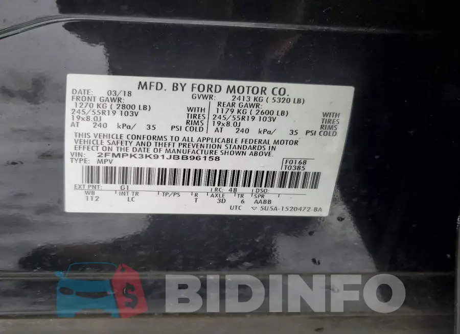 2FMPK3K91JBB96158 Photo# 13