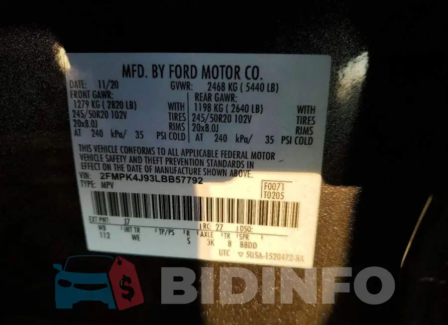 2FMPK4J93LBB57792 Photo# 13