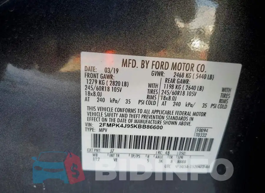 2FMPK4J95KBB86600 Photo# 13