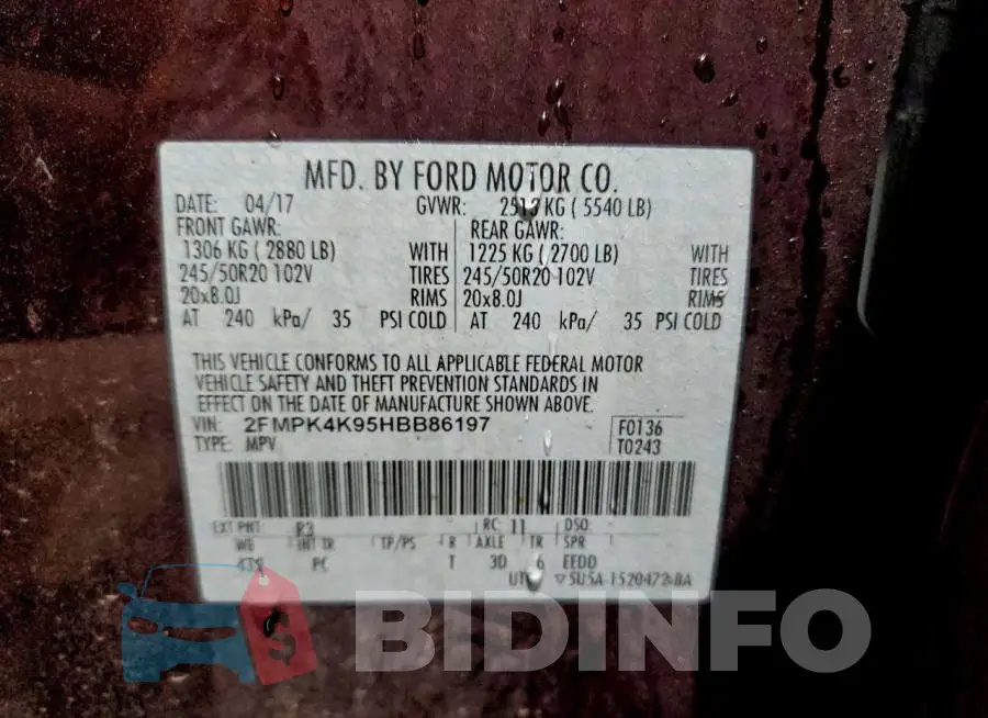 2FMPK4K95HBB86197 Photo# 13