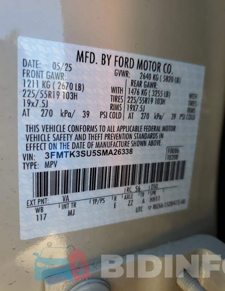 3FMTK3SU5SMA26338 Photo# 13