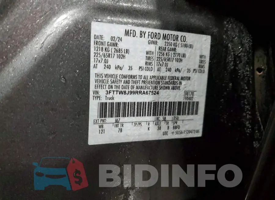 3FTTW8J99RRA67524 Photo# 12