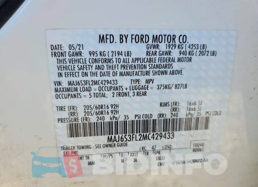 MAJ6S3FL2MC429433 Photo# 13