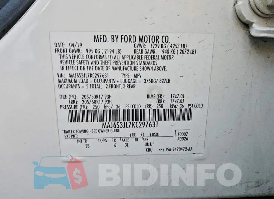 MAJ6S3JL7KC297631 Photo# 13