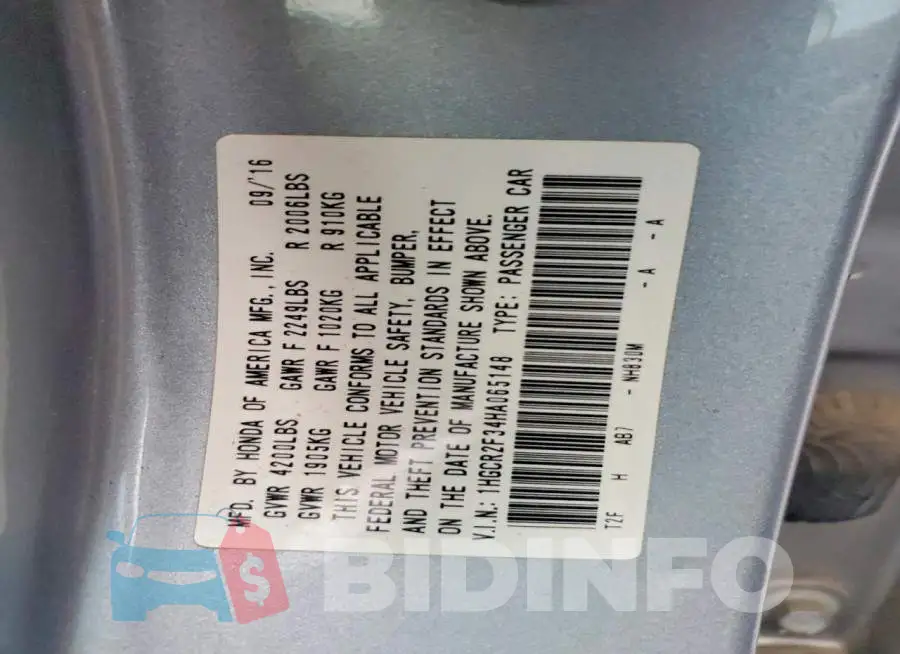 1HGCR2F34HA065148 Photo# 12