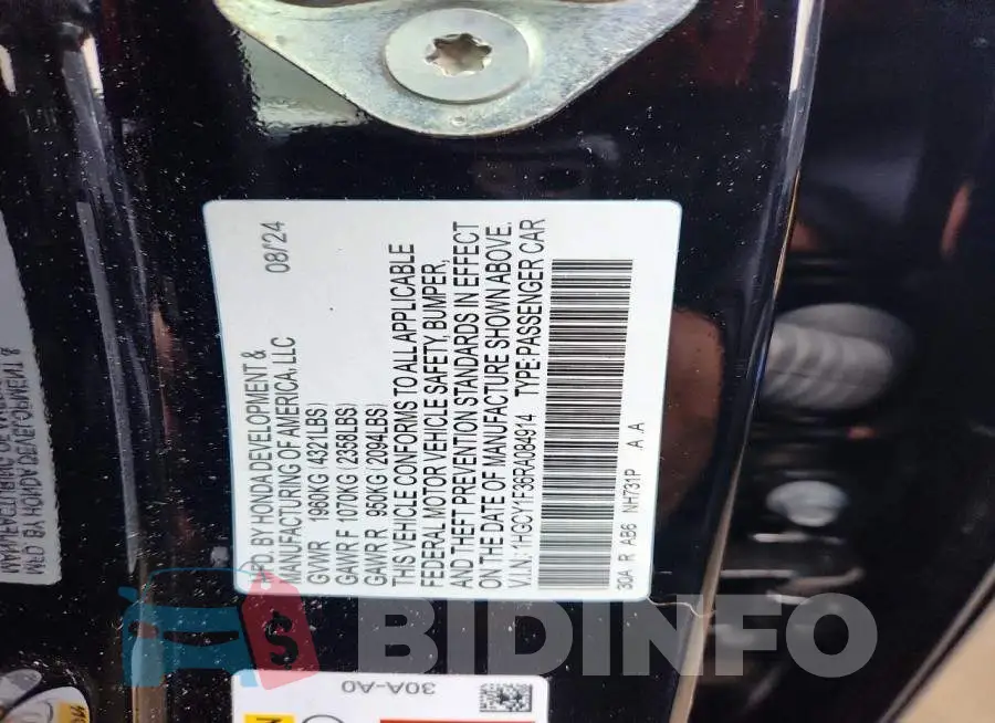1HGCY1F36RA084914 Photo# 12