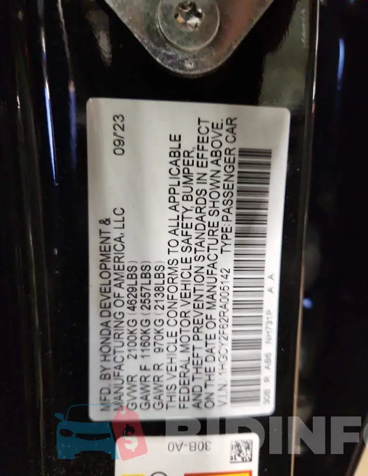 1HGCY2F62RA005142 Photo# 12