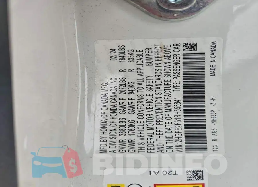 2HGFE2F51RH556841 Photo# 12