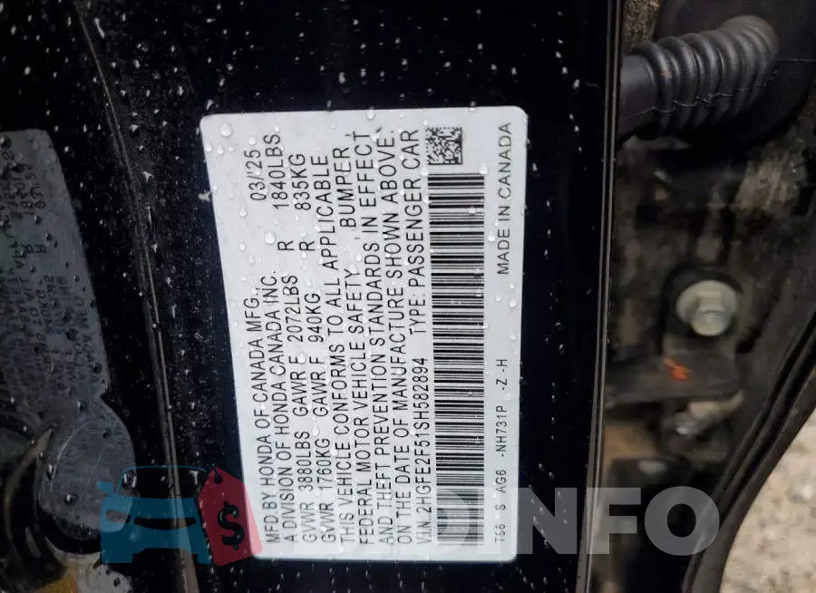 2HGFE2F51SH582894 Photo# 12