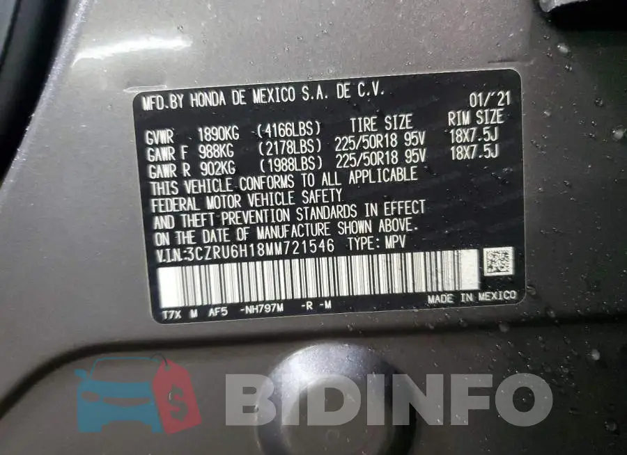 3CZRU6H18MM721546 Photo# 12